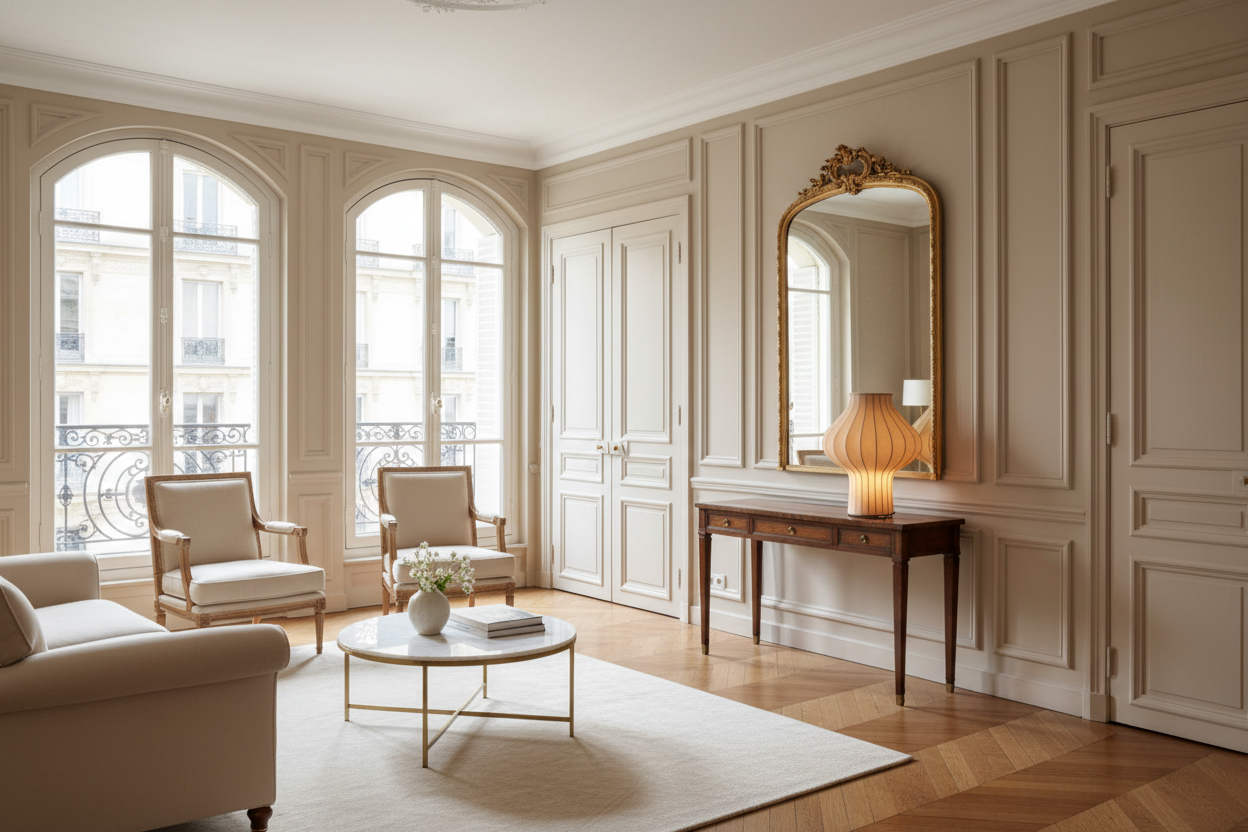 Lampe Lanterne dans un appartement parisien